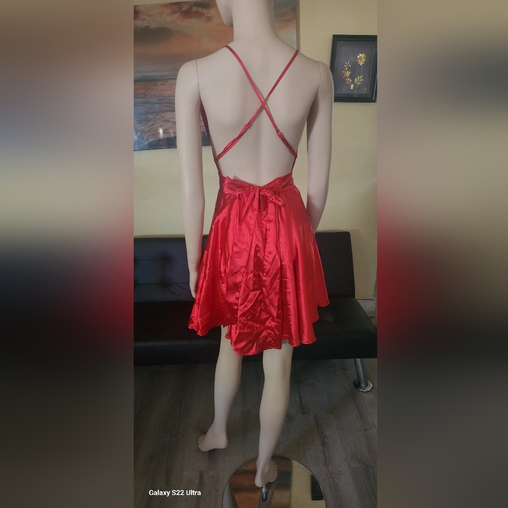 Elegant Red Satin Nightgown